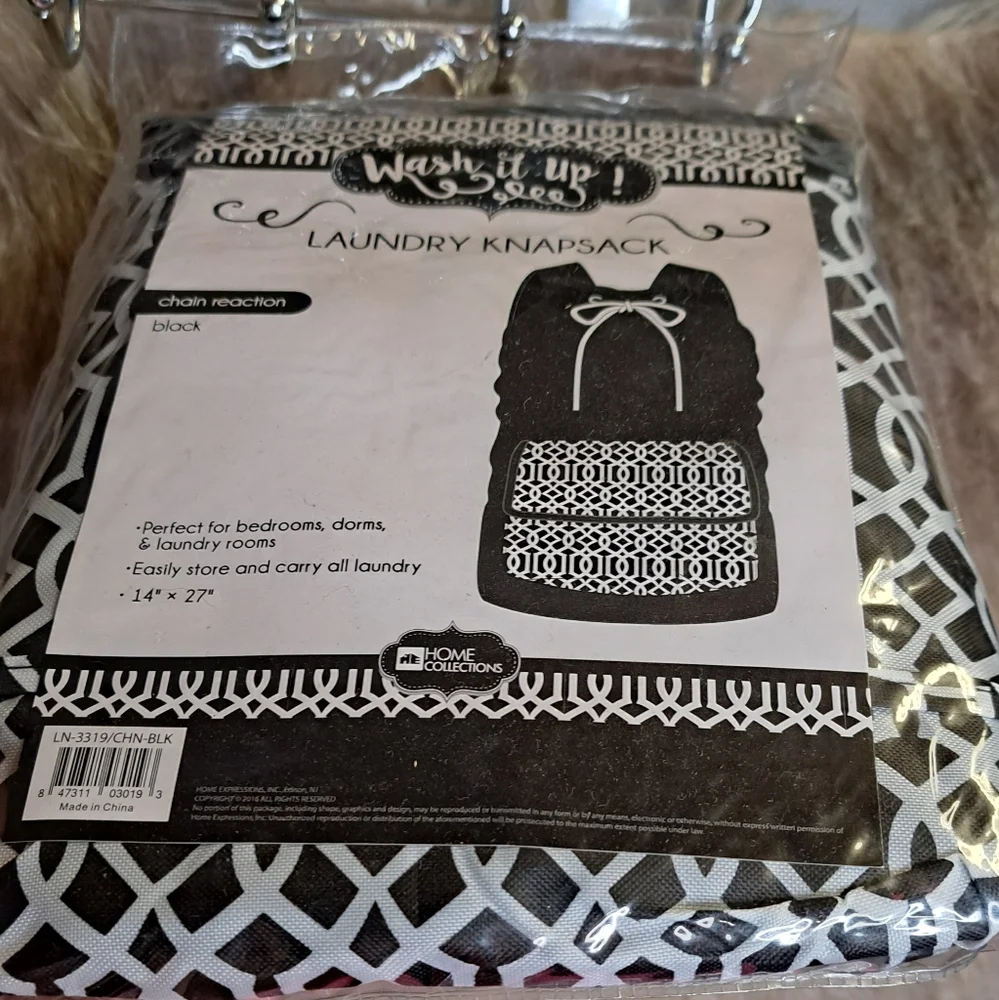 NEW 《 wash it up 》 Black White Laundry Knapsck Unisex Dorm Backpack 14